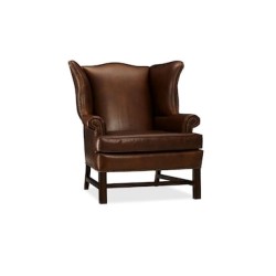 Sillón Thatcher estilo clásico renovado de piel
