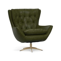 Sillón Wells estilo clásico renovado de piel