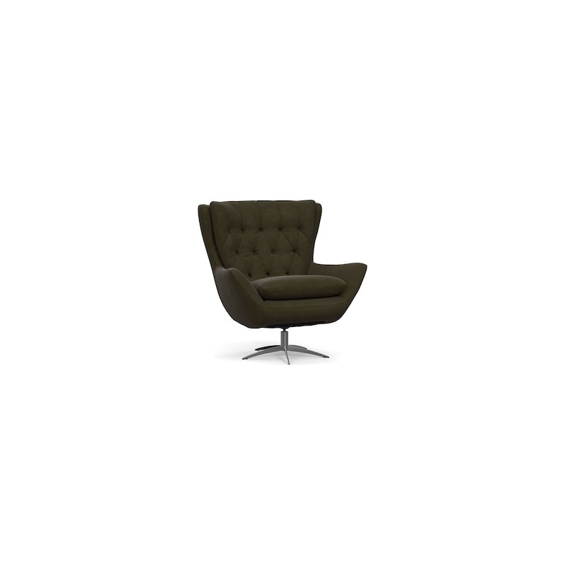 Sillón Wells Leather Swivel estilo contemporáneo de acero