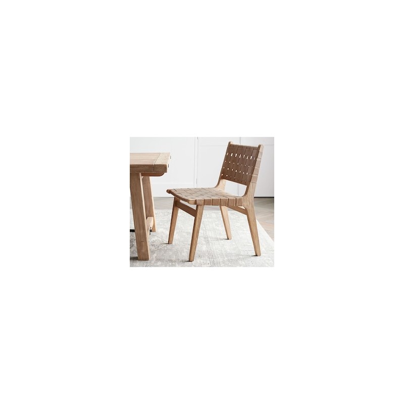 Silla Fenton de madera y piel