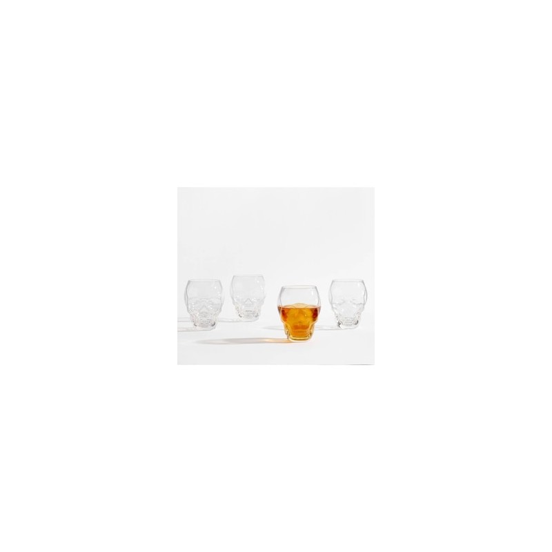 Set de vasos cocktail Skull de vidrio con 4 piezas