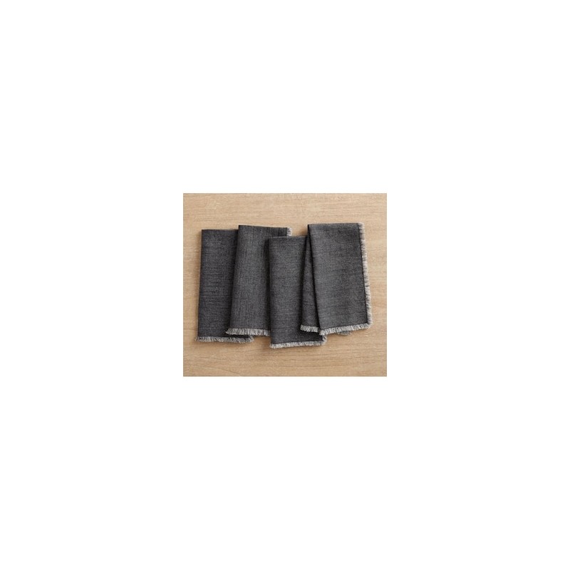 Set servilleta Frayed Oversized de lino 4 piezas